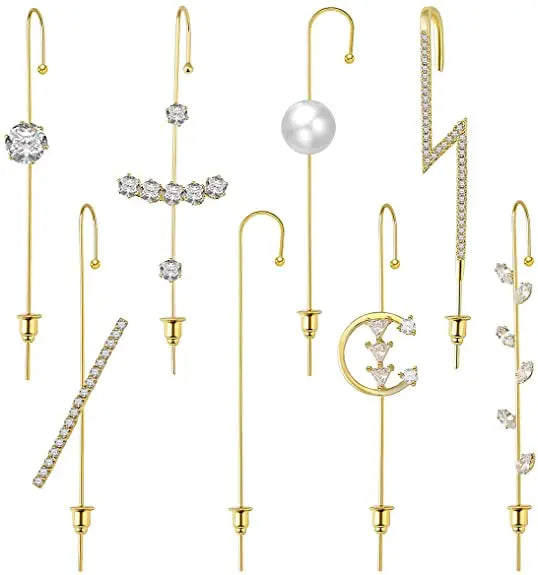 Fashion Hypoallergenic Crystal Stainless Steel Wrap Crawler Hook Earrings for Women
