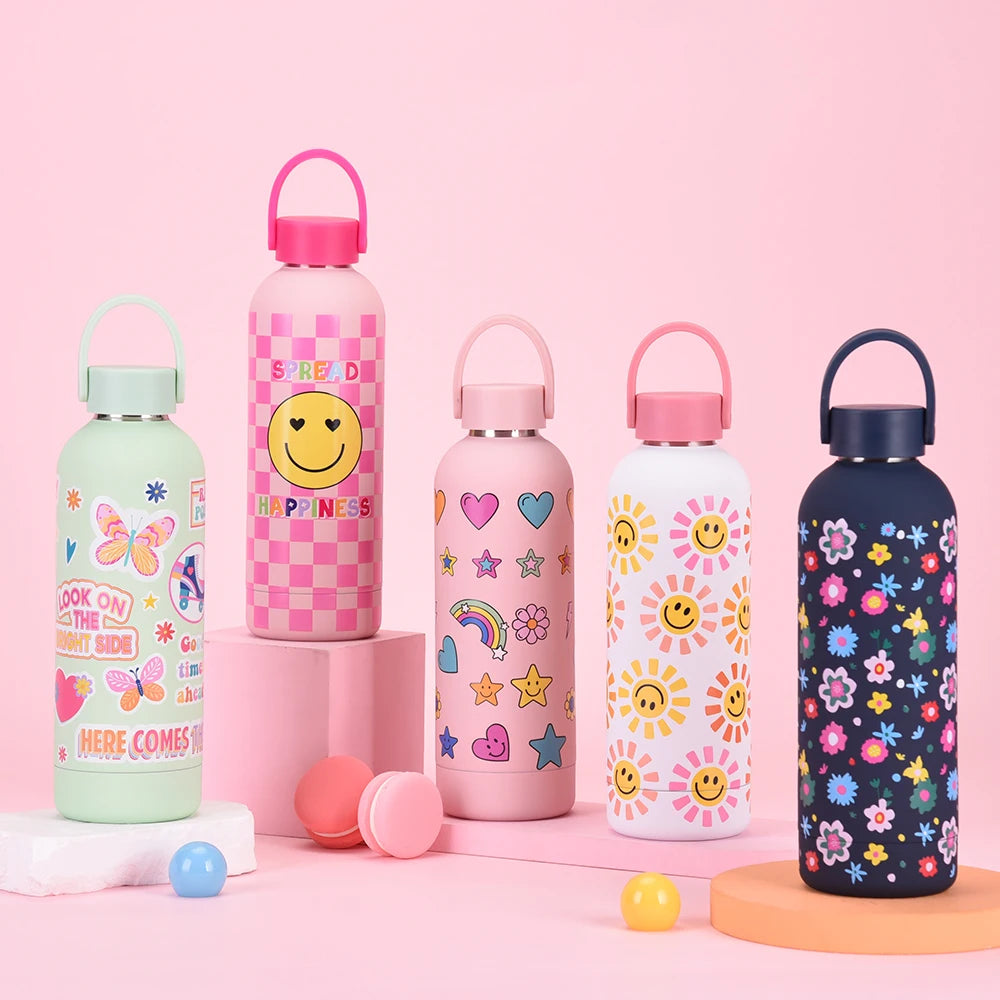 304 Stainless Steel Vacuum Insulated Water Bottle 500ml  Leak-Proof Ergonomic Handle BPA-Free FDA-Approved for Kids Students