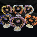 Natural Crystals  Crafts Copper Tree of Life Wrapped on Natural Agate Base Heart Shape Money Tree for Gift