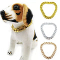 Geometric Thick Plastic Gold Plated Chain Pet Collar Necklace for Cats-Large/Medium Size