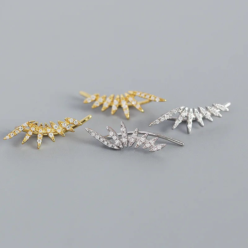 2024 New Fashion Jewelry 925 Sterling Silver Climber Earring Gold Plated Diamond Ear Cuff Earring Piercing Jewelry Women