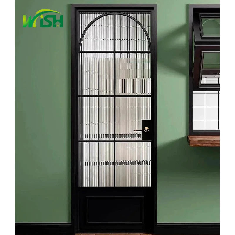 Wish Modern Minimalist Aluminum Alloy Double Tempered Glass Shower Narrow Frame Interior Bathroom Casement Waterproof Graphic