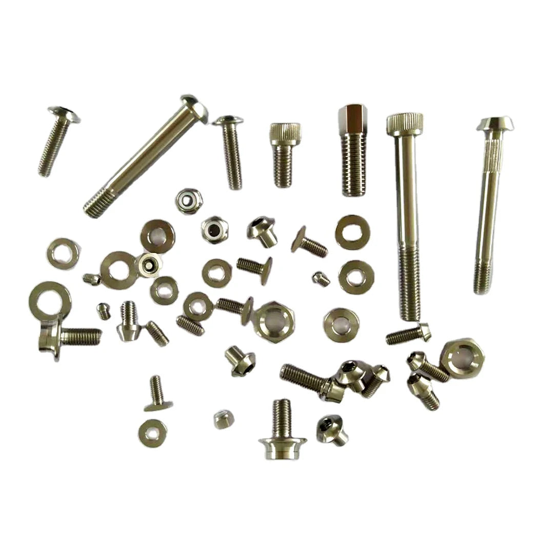 Polished Titanium Grade 5 Hex Socket Flat Head Bolts Screw Combination Set for Folding Bicycle