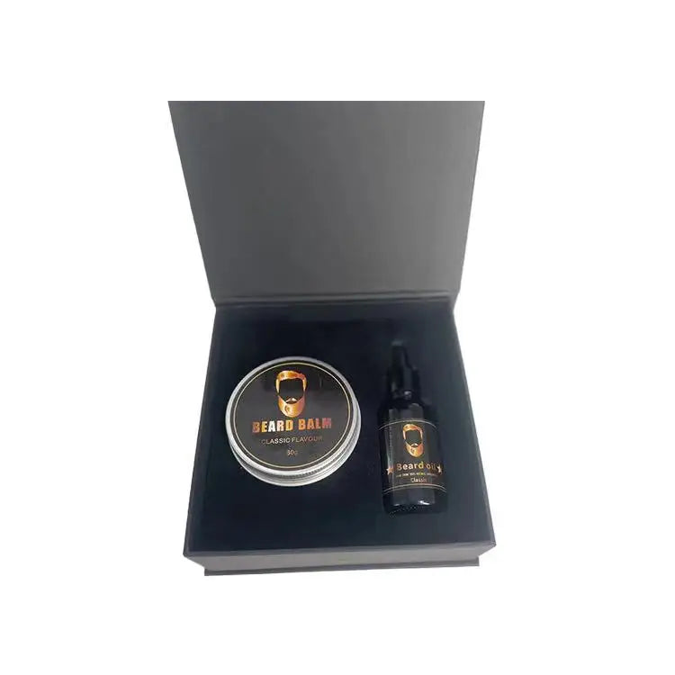 100% Natural Men's Beard Growth Oil Balm Kit Customizable Private Label OEM/ODM MOQ 100 Kits Private Logo on Care Boxes