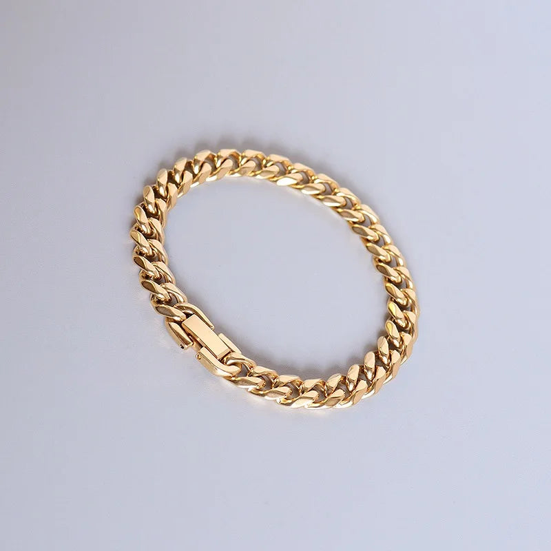 Non Tarnish Bracelet 18k Gold Plated Brand Bangle Luxury Stainless Cuban Link Bracelet