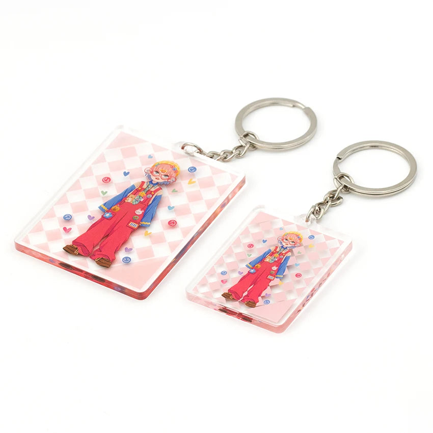 Customizable Transparent Colored Acrylic Keychain Set Kit Good Quality New Product Plastic Cartoon Style