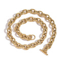 Nuoya 12MM Stainless Steel Oval Link Chain Toggle Necklace 18K Gold Plated Chunky Chain Link Necklace