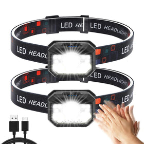 Sensor Head Light Usb Rechargeable Waterproof Camping Hiking Cob LED Headlamp Flashlight Super Bright Head Lamps with Red Lights