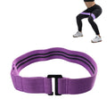 Gym Full Squat Bear Load Adjustable Purple Rubber Latex Thread Yoga Resistance Band Hip Circle Stretching Rope with Metal Buckle