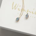 Luxury 925 Sterling Silver Snake Chain Light Blue Aquamarine Pendant Necklace Simple Gold Plating for Women's Weddings Gifts