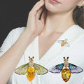 Rinhoo Crystal INS Tide Personalized Pins Brooches Accessories Bee Fox Frog Bird Flower Dragon Cartoon Clothes Hat Metal Jewelry