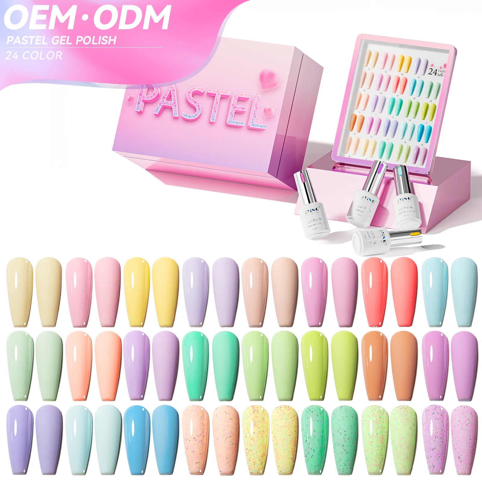 JTING Upgraded Original Design 24colors Pastel Gel Polish Collection Set Box OEM Unique Custom Nail Supplies Gel Nail Polish