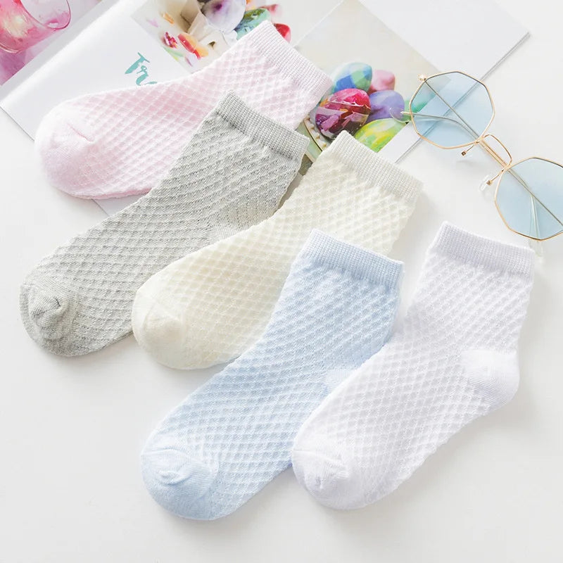 Children's Cotton Socks Cute Summer Thin Mesh Anklet Socks for Girls and Boys for 1-9 Years White for Spring  Autumn Socks