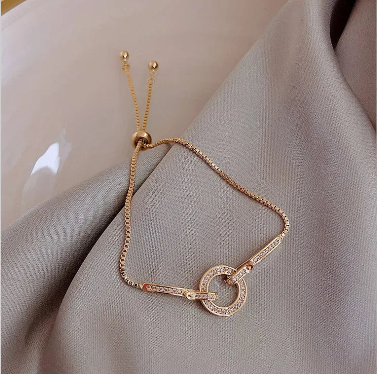 Gold Plated Full Rhinestone Bling Women Luxury Jewelry Adjustable Bracelets Wholesale Fashion Accessory