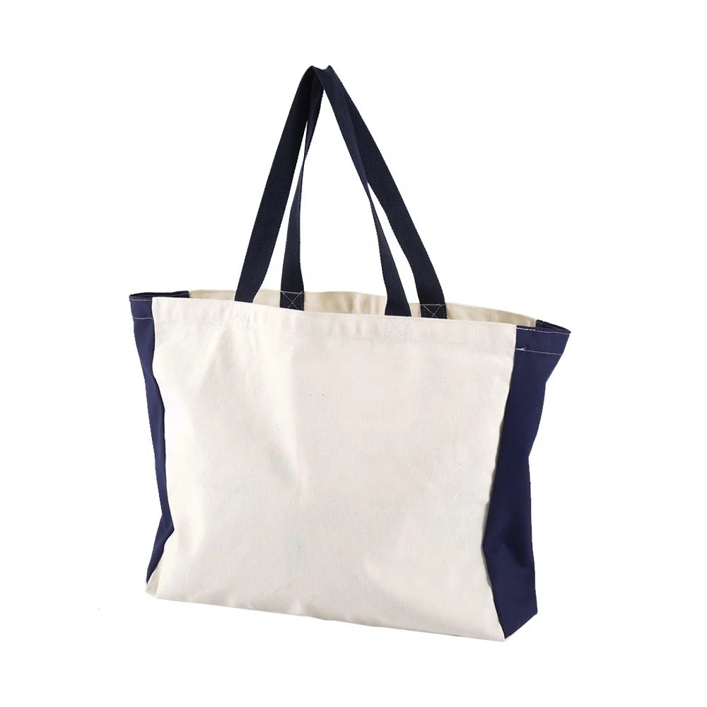 Factory Oversize Plain Canvas Grocery Bag Tote Bag with Custom Printed logo for Shopping