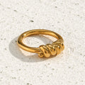 Dreamshow Minimalist Street Style Twisted Ring 18K Gold Plated Stainless Steel Rings Women Jewelry