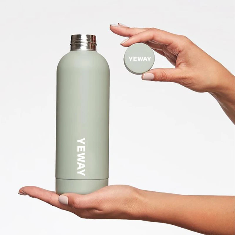 MOQ 2PCS Free Sample Eco-Friendly Rubber Coating Stainless Steel 500ml Custom Logo Sport Drink Thermos Water Bottle Lid 12-24