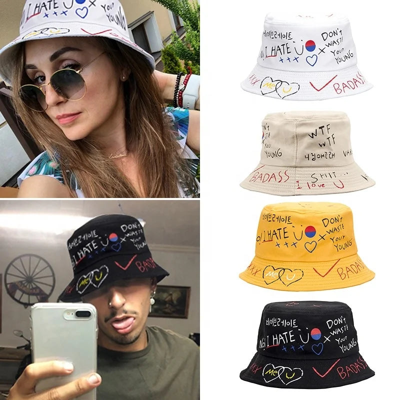 NZ Australia UK USA Canada France Men's Women's Bucket Caps Custom Logo All-Over Printed Design Fishing Daily 100% Polyester