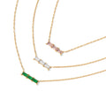 Wholesale 18K Gold Plated Stainless Steel Square Zircon Pendant Necklace for Women