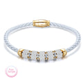 Pulsera Custom Fashion Jewelry Gold Adjustable Gemstone Women Woven Leather Stainless Steel Bracelets Women