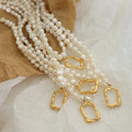 High Quality Women Irregular Beaded Necklace Geometry Freshwater Pearls Jewelry Collier En Acier Inoxydable Femme