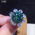 New Arrival 925 Silver 5 Carat Brilliant Cut Diamond Test Past Green Moissanite Snowflake Ring for Women Gemstone Jewelry