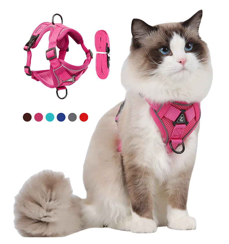 No Choke Soft Air Mesh Adjustable Breathable Pet Dog Harness No Pull Reflective Cat Harness and Leash with ID Tag Ring