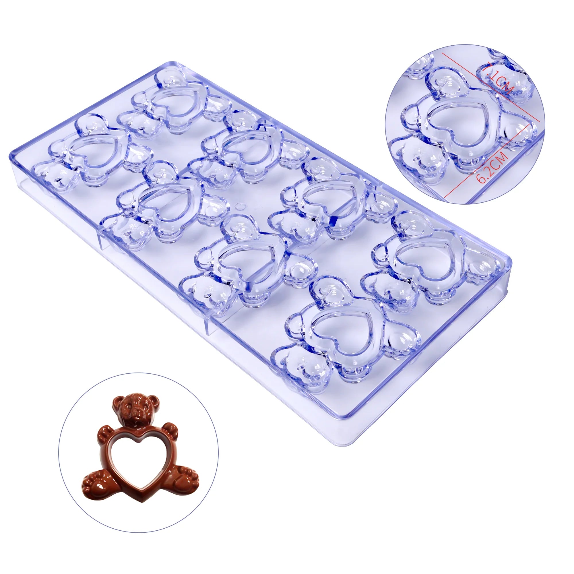 3D Plastic Chocolate Mold Bear Shape Polycarbonate Mold Molde De Policarbonato Para Chocolate Baking Tools