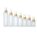 20ml 30ml 40ml 50ml 60ml 80ml 100ml 120ml Round Flat Shoulders Clear Frosted Glass Spray Bottle Bamboo Trigger Spray