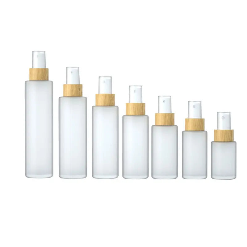 20ml 30ml 40ml 50ml 60ml 80ml 100ml 120ml Round Flat Shoulders Clear Frosted Glass Spray Bottle Bamboo Trigger Spray