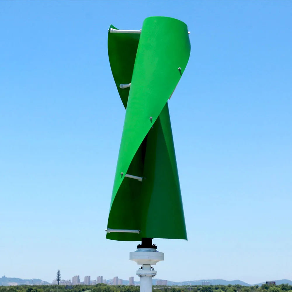 FLTXNY 600w 12V 24V 48V Vertical Wind Turbine 3 Phase Upright Spiral Wind Generator for Home Green Orange White