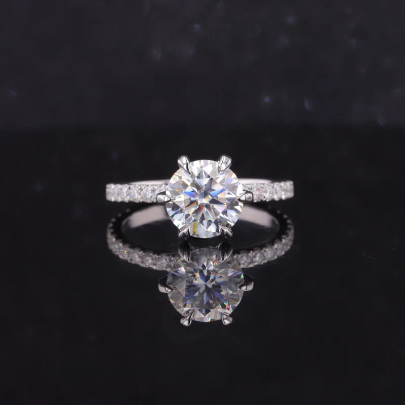 Fashion Fine Jewelry 14K Gold Round Brilliant Cut Engagement Moissanite Ring Lab Grown Diamond Rings