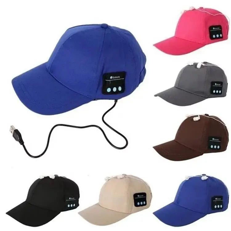 2023 New Collection Unisex Sports Caps USB Charge Earphones Bluetooth Cap With Bluetooth Speaker
