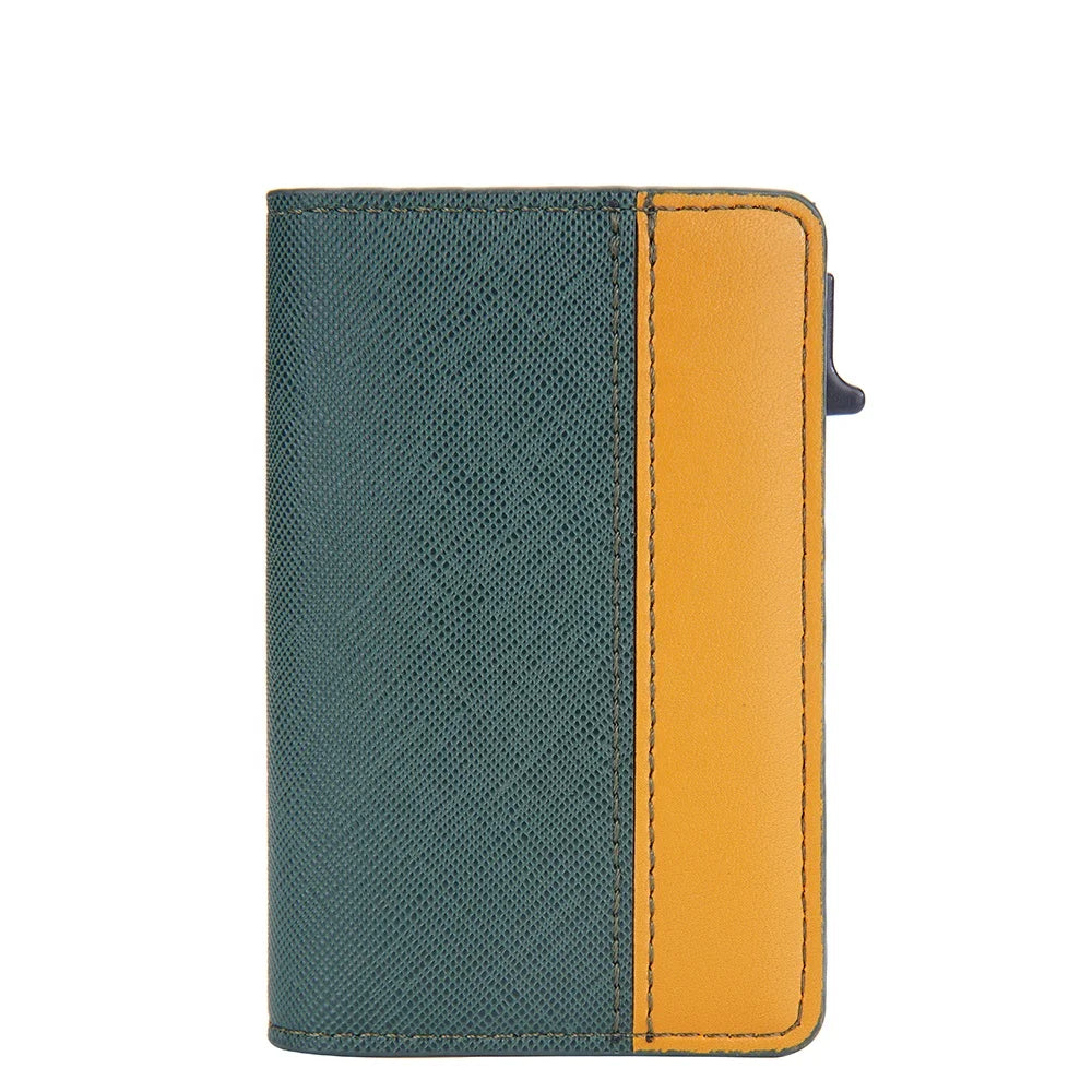 Hot Selling Hongsheng Unisex Colourful Side Push Anti-magnetic Anti-theft for Rfid Short Automatic PU Material Card Holder