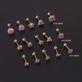AB Color Cz Stone Heart Star square Round Helix Cartilage Tragus Earring Lobe Ear Piercing Jewelry Stainless Steel Stud Earrings