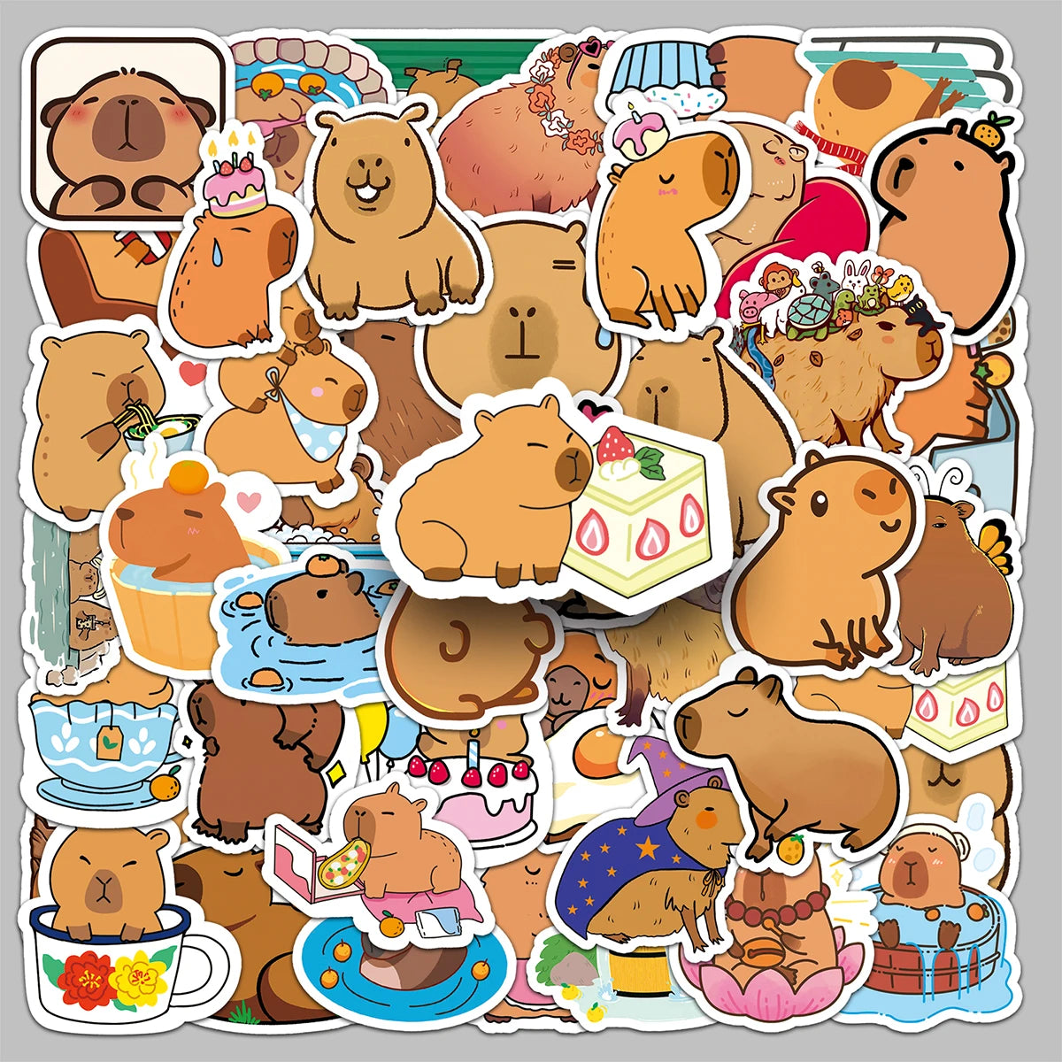 50PCS Factory Direct Sale Adorable Cartoon Vinyl Capybara Stickers for Phone Cases&mirror
