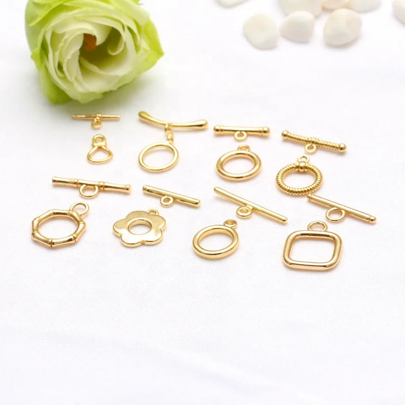 Small Gold OT Toggle Clasp 18K Gold Plated Toggle Clasp for Bracelet Necklace Copper Chinese Jewelry Clasps