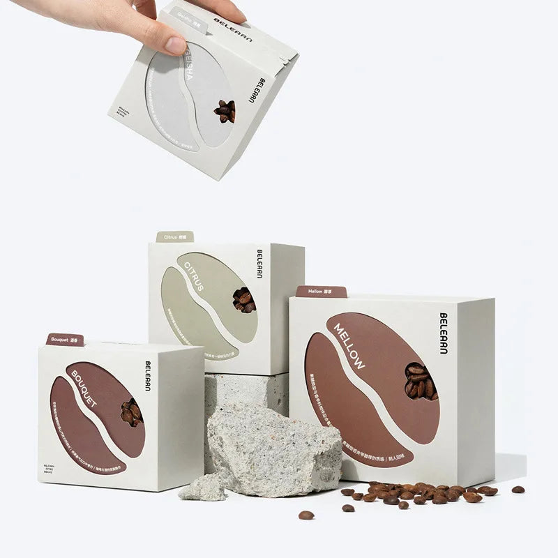 Blue Mountain Mocha Latte Drip Cold Brew Coffee Packaging Recyclable White Card Paper Box with Color Printing for Food Use