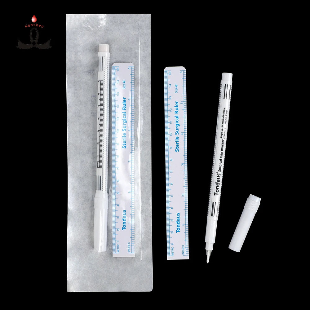 White Microblading Marker Pen with Paper Ruler Eyebrow Tattoo Skin Marker Pen for Permanent Makeup
