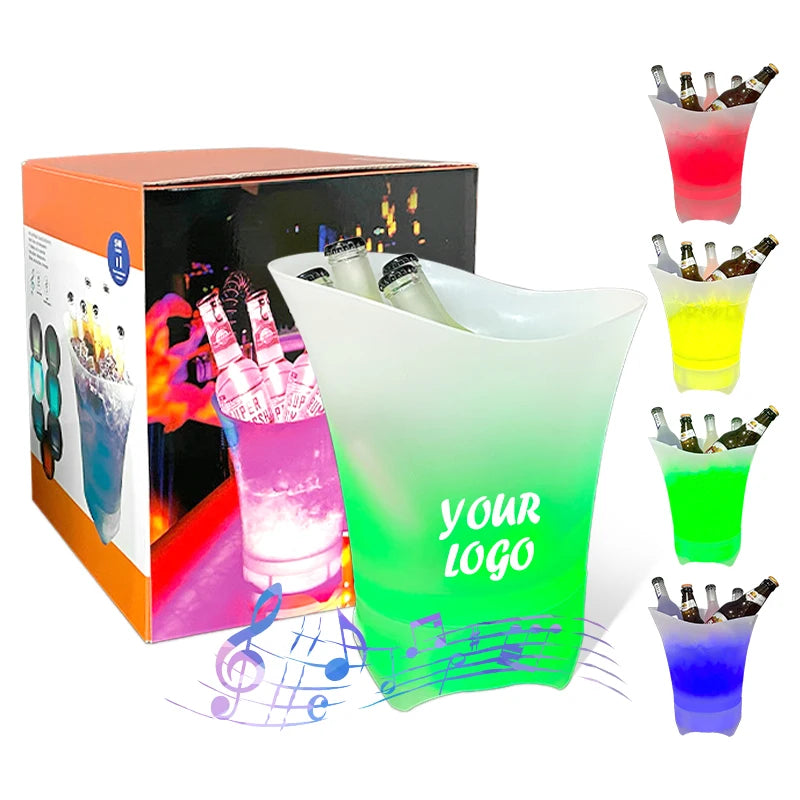 5L Plastic Ice Bucket With Wireless Speaker bar Party Portable Beer Keg LED Light Camping  Ice Keg Customize logo
