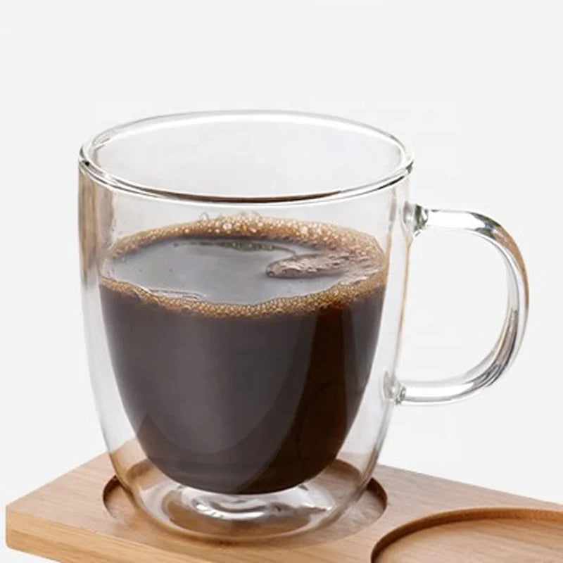 Moscow Mule Self Stirring Sublimation Transparent Hand Blown Egg-shaped High Borosilicate Double Wall Coffee Mug with Handle