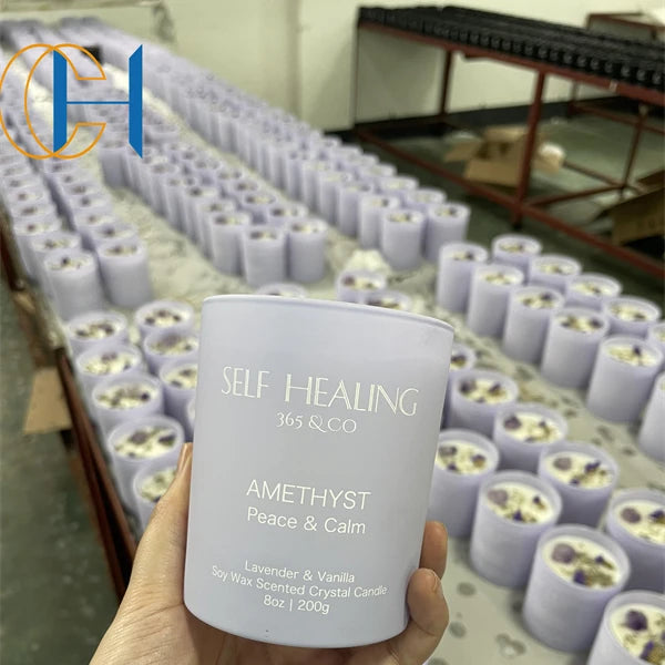 C&H Glass Aromatic Candle Jar Cotton-Core Soy Wax Scented Candles With Wooden Lid