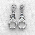Sterling Silver 6*7mm Semi Mount Stud Eardrops Empty Frame Support Blank Setting S925 Base Without Center Stone DIY for Inlay