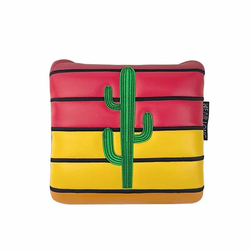 OEM Custom Bulk Exclusive Logo Durable Red Yellow Cactus Style Leather Golf Driver Putter Club Head Covers Waterproof