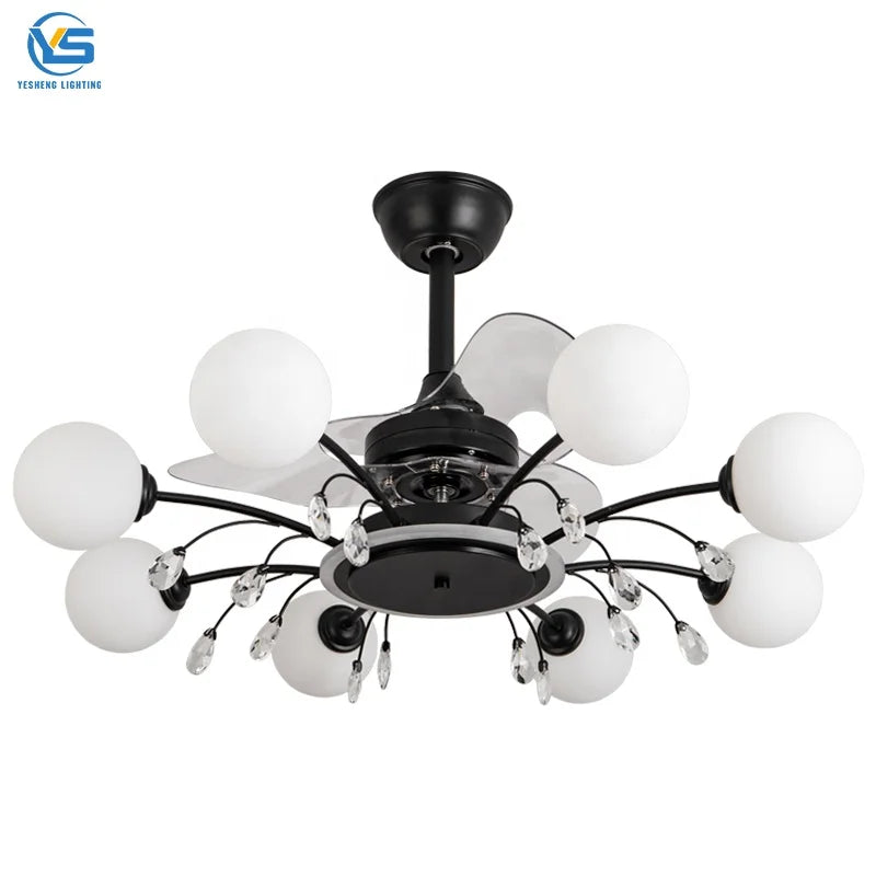 Modern Remote Control 80cm 110v 220v Ceiling Fans Folding with Lights Lamp Led Designer Luz Con Ventilador Oculto Techo