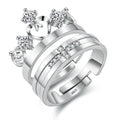 Crown Cross Diamond Engagemate Wedding Couple Ring Set