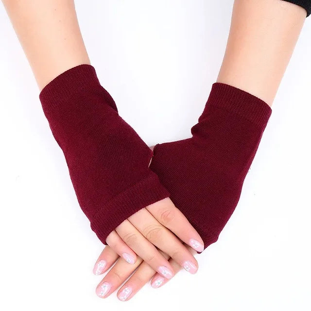 Fashion Winter Female Fingerless Gloves Women Combed Cotton Warm  Gloves Hand Wrist Warmer Solid Color Gloves