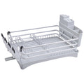 Dish Drying Rack with Drainboard Aluminum Rust Proof Dish Dryer Rack with Removable Cutlery Holder and Drain Strainers f