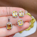 Hot Popular Fashion Luxury Wedding Party 925 Sterling Silver Gold Plated Natural Citrine Jewelry Set for Ladies in Dubai MegaBDM