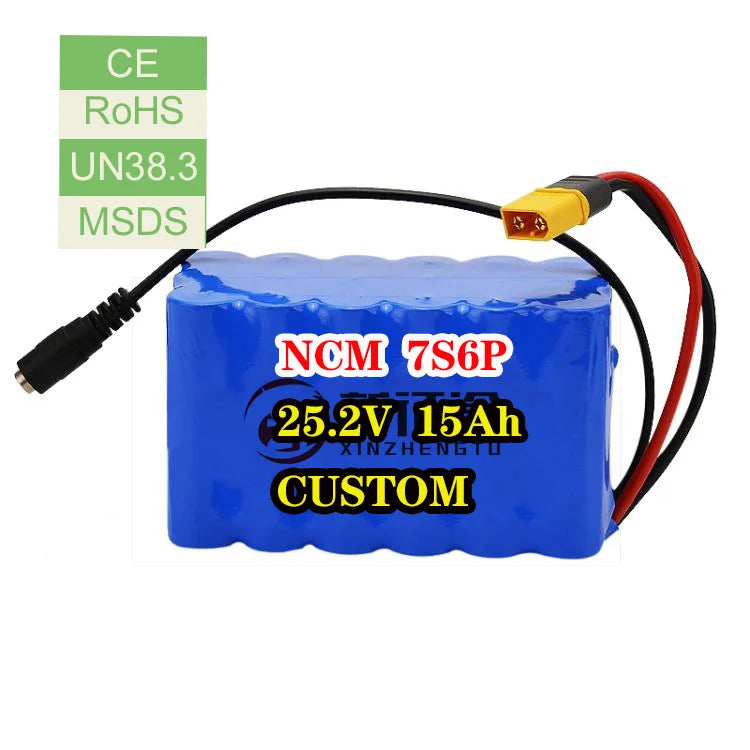 Custom High Power Rate Lithium Ion Carbon Fiber Scooter Battery 25.2v 24v 15ah Lithium Battery